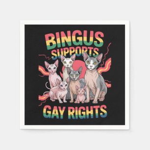 Serviette En Papier Bingus soutient les droits homosexuels Sphynx Cat