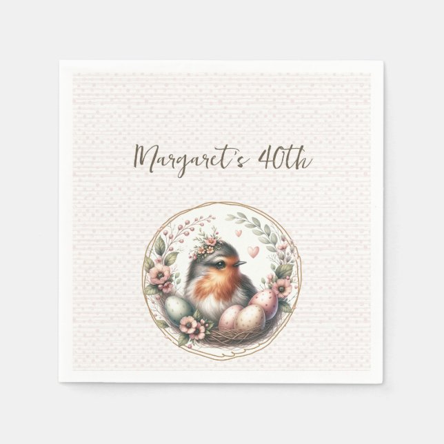 Serviette En Papier Bird Watercolor  (Devant)