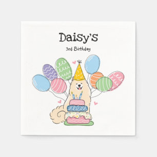 Serviette En Papier Biscuit Samoyed Chien Anniversaire Papier de fête 