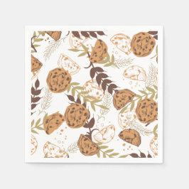 Serviette En Papier biscuits à puce chocolat motif blanc ver