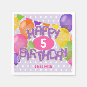 Serviette En Papier biscuits d'anniversaire mauves et heureux avec bal