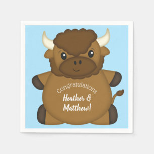 Serviette En Papier Bison Buffalo Baby shower Bleu
