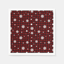 Serviette En Papier Bison noir rouge Plaid Snowflake hiver Noël