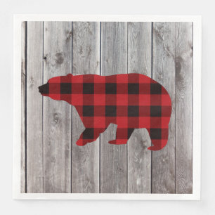 Serviette En Papier bison plaid ours sauvage un 1er anniversaire fête