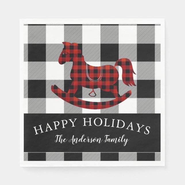 Serviette En Papier bison rustique plaid cheval rocking heureux vacanc (Devant)