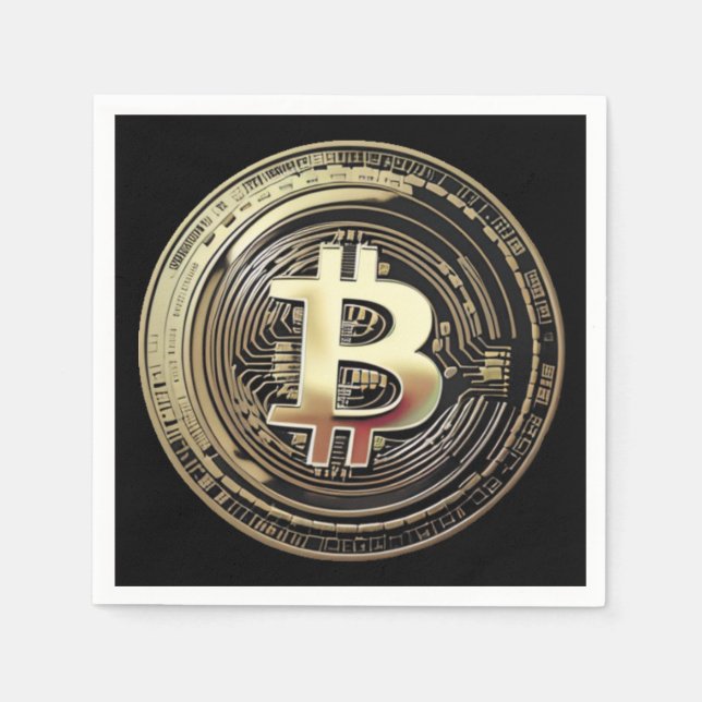 Serviette En Papier Bitcoin doré (Devant)