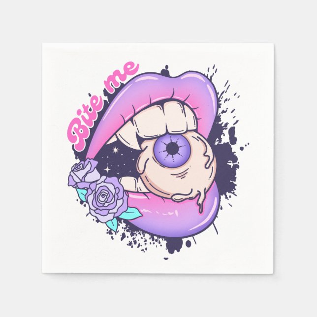 Serviette En Papier Bite Me Rose Halloween Lièvres (Devant)