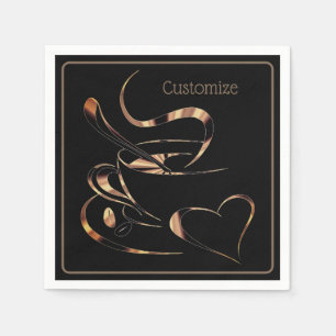 Serviette En Papier Black And Gold Coffee Love