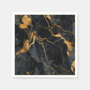 Serviette En Papier Black and Gold Party