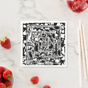 Serviette En Papier Black and White Geometric Art 25