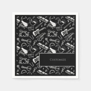 Serviette En Papier Black and White Instruments 2