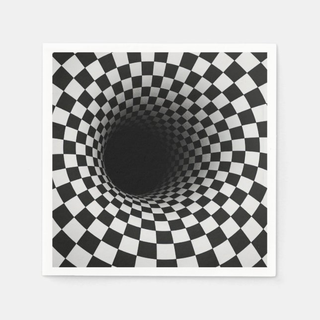 Serviette En Papier Black and White Optical Illusion Tunnel (Devant)