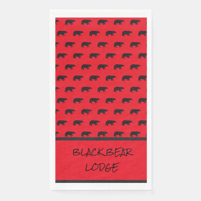 Serviette En Papier Black Bear Lodge Cabine Pays Papier sauvage Invité (Devant)