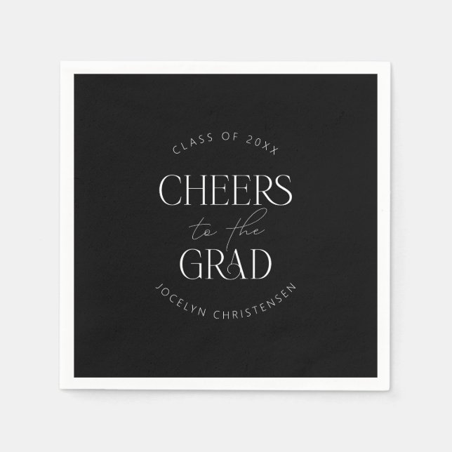 Serviette En Papier Black Blanc Personnalisé Chevaux Grad Party (Devant)