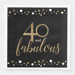 Serviette En Papier Black Gold 40 et fabuleux 40e anniversaire