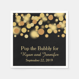 Serviette En Papier Black Gold Bokeh Mariage personnalisé serviettes