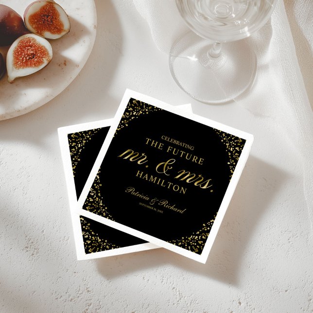 Serviette En Papier Black Gold Future Monsieur et Madame Soirée de Fia (Créateur téléchargé)