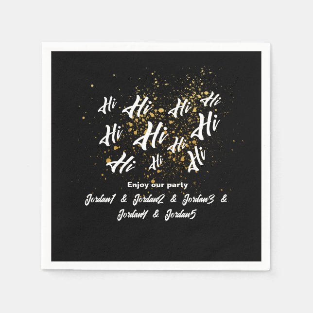 Serviette En Papier Black Gold Group Friends Joint Anniversaire (Devant)
