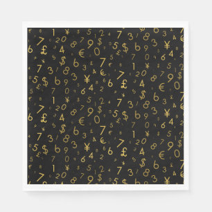 Serviette En Papier Black Gold Luxury Numéros Devise Symboles Motif