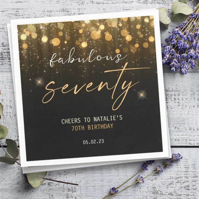 Serviette En Papier Black Gold Parties scintillant Sparkle Glam 70e an (Créateur téléchargé)