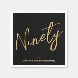 Serviette En Papier Black Gold personnalisé minimal moderne 90e annive
