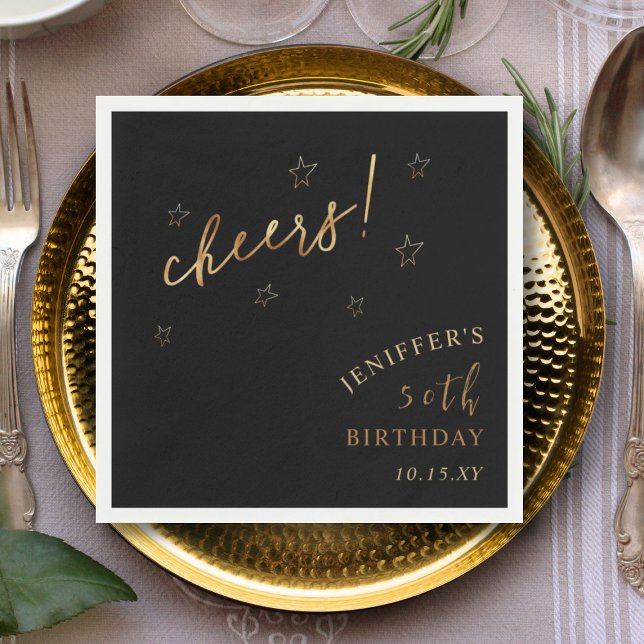 Serviette En Papier Black Gold salue 40e 50e fête de 60e anniversaire (Créateur téléchargé)
