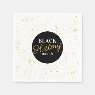 Serviette En Papier Black & Gold Specks Mois de l'histoire des Noirs