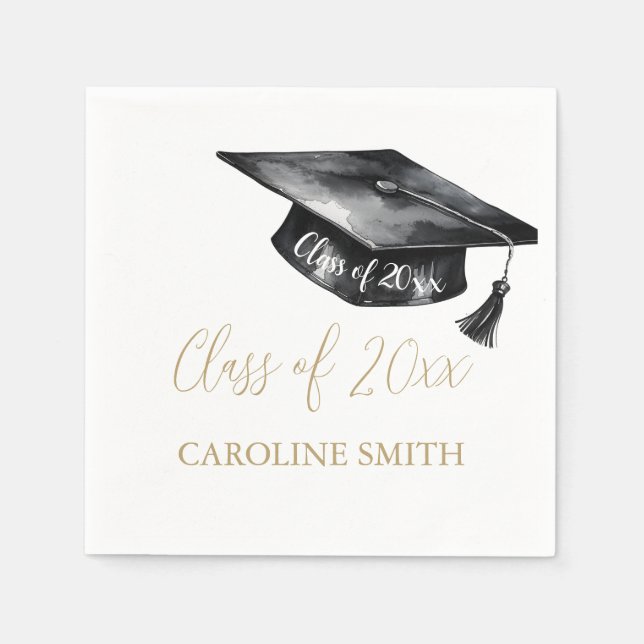 Serviette En Papier Black Graduation cap Graduation Party (Devant)