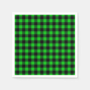 Serviette En Papier Black & Green Plaid -