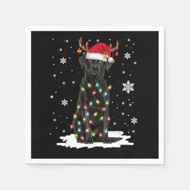 Serviette En Papier Black Lab Labrador Christmas Tree Light Pyjama Chi (Devant)