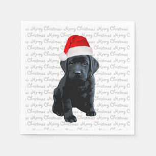 Serviette En Papier Black Lab Père Noël Chien - Joyeux Chien du Labrad
