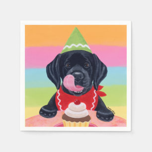 Serviette En Papier Black Lab Puppy Anniversaire Cupcake Papier Napkin