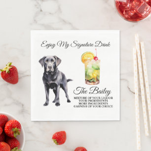 Serviette En Papier Black Lab Signature Boire Mariage Animaux domestiq