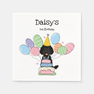 Serviette En Papier Black Labradoodé Chien Anniversaire Papier de fête