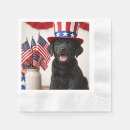 Serviette En Papier Black Labrador Puppy Patriotic Paper Napkins |