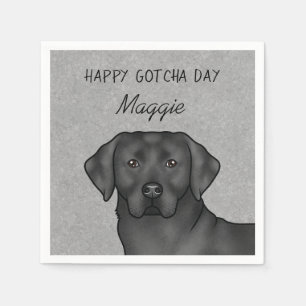 Serviette En Papier Black Labrador Retriever Happy Gotcha Day Grey
