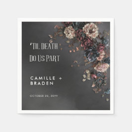Serviette En Papier Black Moody Gothic Flowers & Mist Mariage