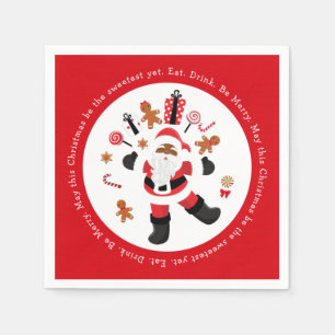 Serviette En Papier Black Père Noël Mange. Bois ! Sois Joyeux !