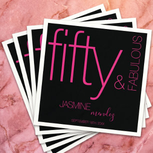 Serviette En Papier Black Pink Bold Glam Cinquante et Fabuleux Anniver