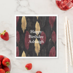Serviette En Papier Black Red Gold Feathday