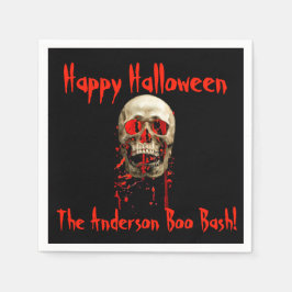 Serviette En Papier Black & Red Laughing Skull Halloween Party