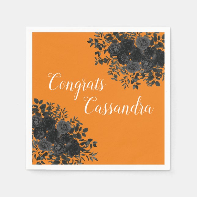 Serviette En Papier Black Rose Dark Gothic Graduation Party Orange (Devant)