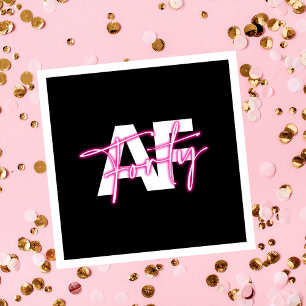 Serviette En Papier Black Rose Quarty AF 40th Birthday Paper Napkins