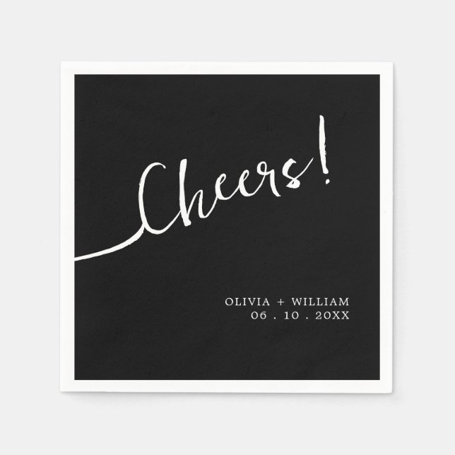 Serviette En Papier Black Script Chefs Mariage Cocktail Napkins (Devant)