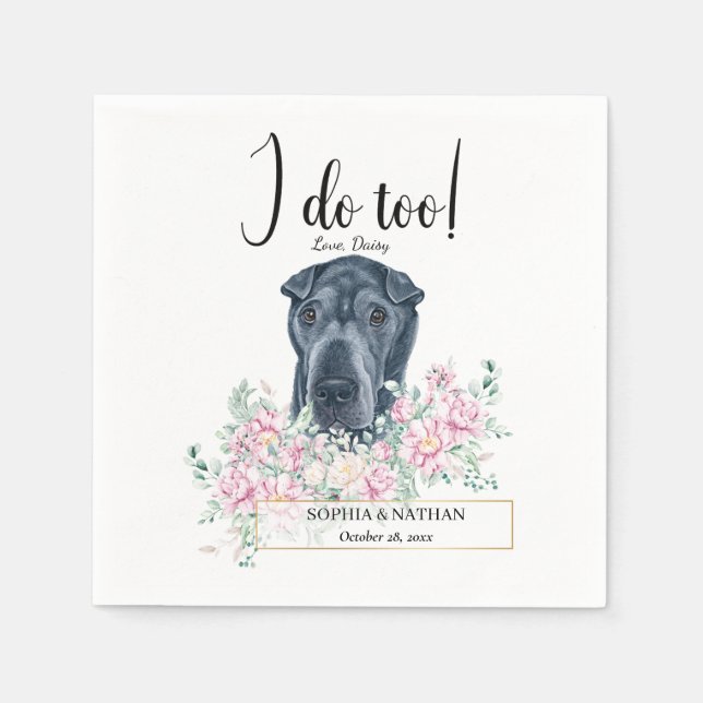Serviette En Papier Black Shar Pei Chien Mariage Cocktail Napkins (Devant)