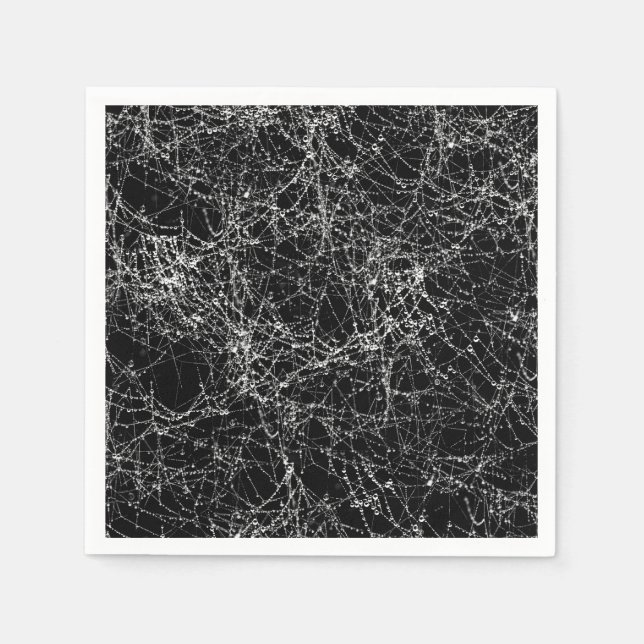 Serviette En Papier Black & Silvery Spider Webs Chic Halloween Party (Devant)