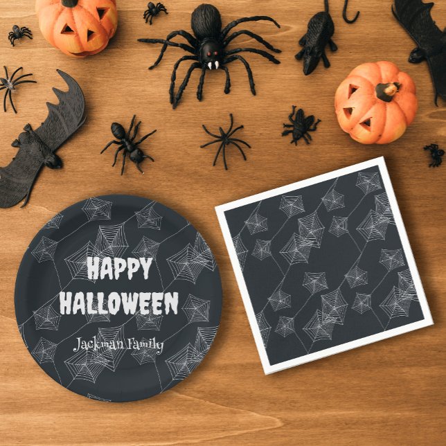 Serviette En Papier Black spider web, fête d'Halloween (Black Spooky Halloween napkins)