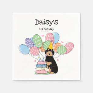 Serviette En Papier Black Tan Aussiedoodle Chien Anniversaire Papier d