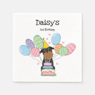 Serviette En Papier Black Tan Brussels Griffon Document d'anniversaire
