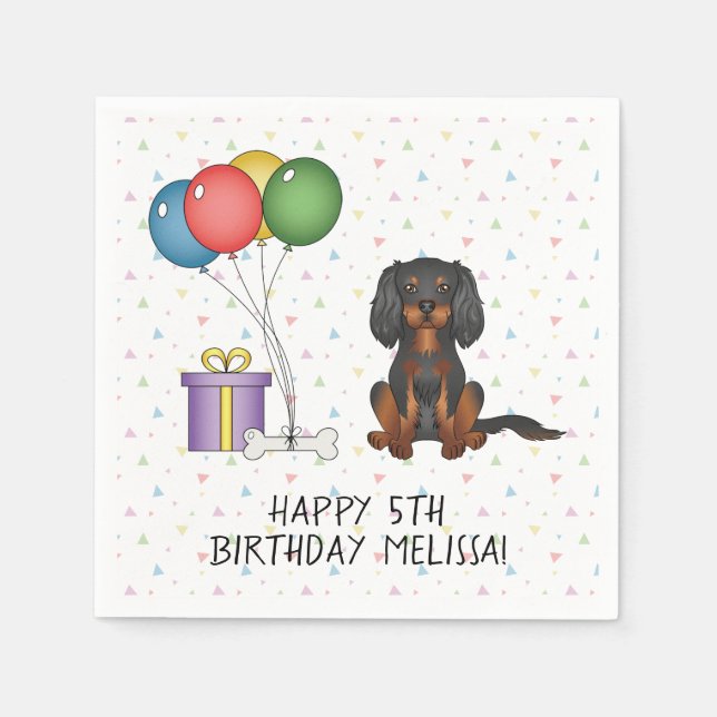 Serviette En Papier Black & Tan Cavalier King Charles Spaniel Annivers (Devant)